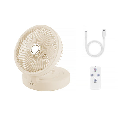 USB Rechargeable Auto-Oscillation Cordless Fan with Remote & Night Light