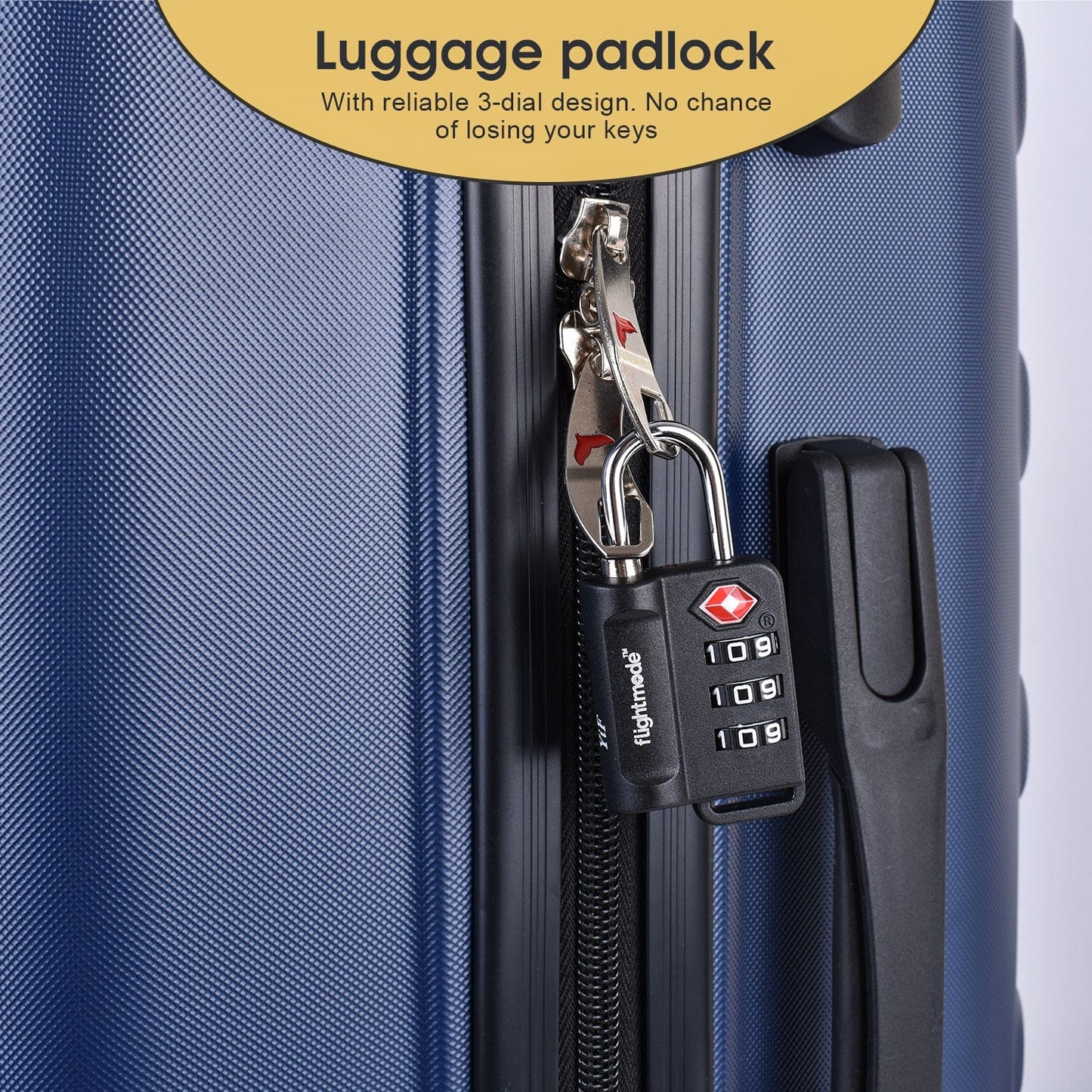 2 Pcs TSA Approved Travel 3 Dial Indicator Padlock