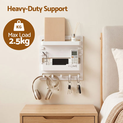 Artiss Bedside Shelf Wall Mount Organizer - Self-Adhesive Floating Nightstand Caddy for Storage, No-Drill Stick-On Aesthetic Room Decor for Girls & Dorms