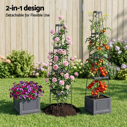 Green Fingers Self Watering Planter with Trellis Adjustable Height Modular Tomato Box 4 Layer 140cm