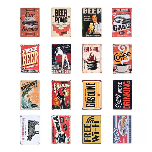 2 Pcs Vintage Rustic Look Metal Tin Signs 30 x 20cm