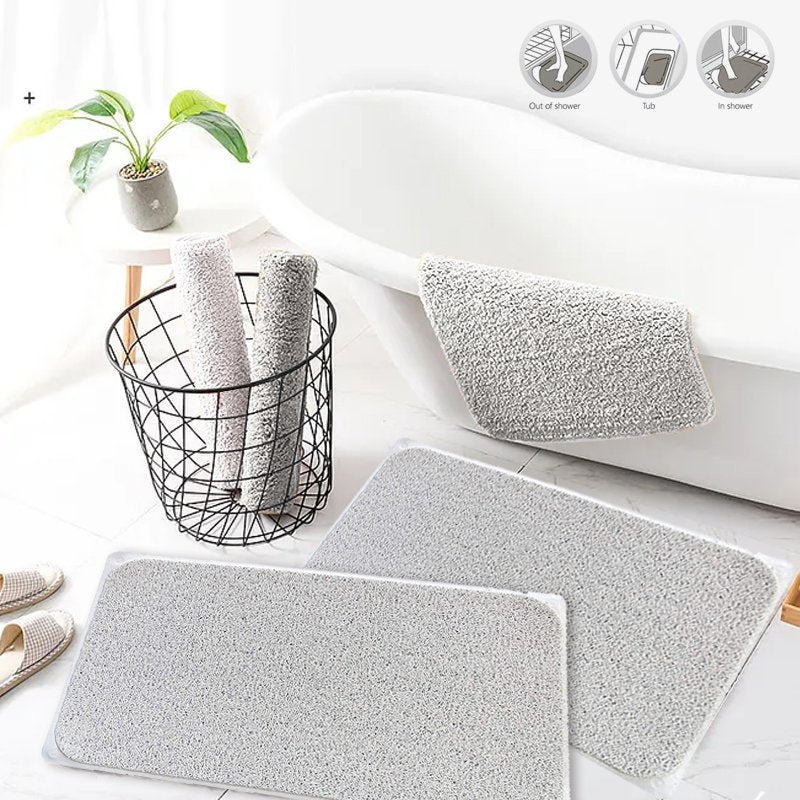 2 Pcs Premium Non-Slip Loofah Shower Mat Bathroom Safe 75 x 44 cm