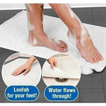 2 Pcs Premium Non-Slip Loofah Shower Mat Bathroom Safe 75 x 44 cm