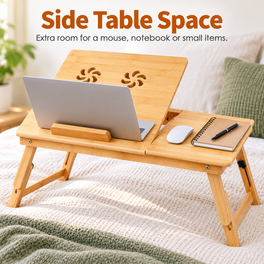Foldable Adjustable Bamboo Laptop Table & Bed Tray — 1