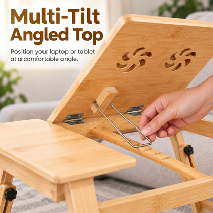 Foldable Adjustable Bamboo Laptop Table & Bed Tray — 14