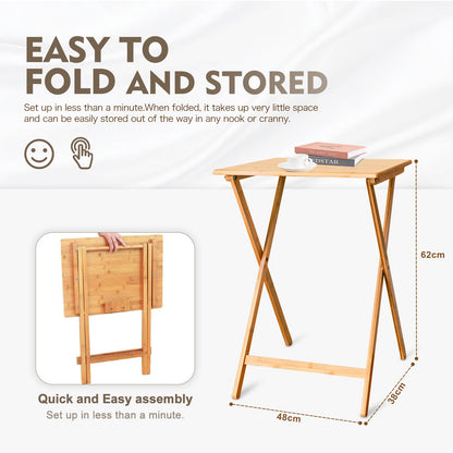 2 Pcs Bamboo Folding Laptop Tray & Snack Table