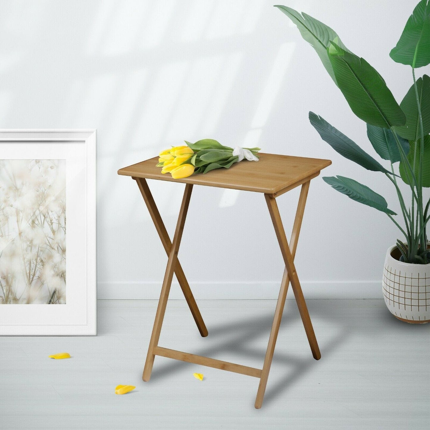 2 Pcs Bamboo Folding Laptop Tray & Snack Table