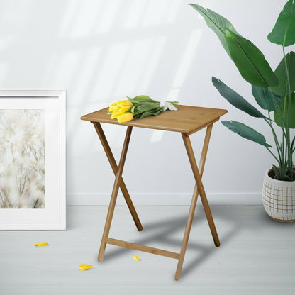 2 Pcs Bamboo Folding Laptop Tray & Snack Table