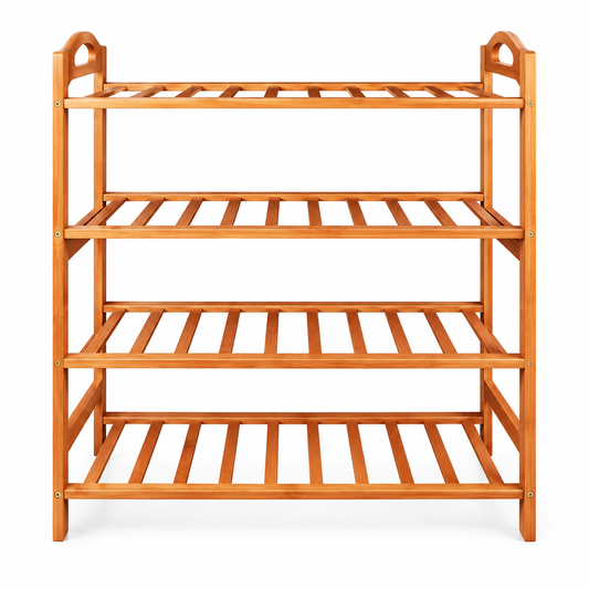 4-Tier Bamboo Shoe Rack & Organiser, 69 x 25 x 69cm, Brown — 1