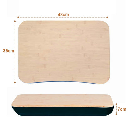 2 Pcs Portable Bamboo Lap Tray Workstation – Bamboo/Plywood Top, Soft Micro-Bead Base
