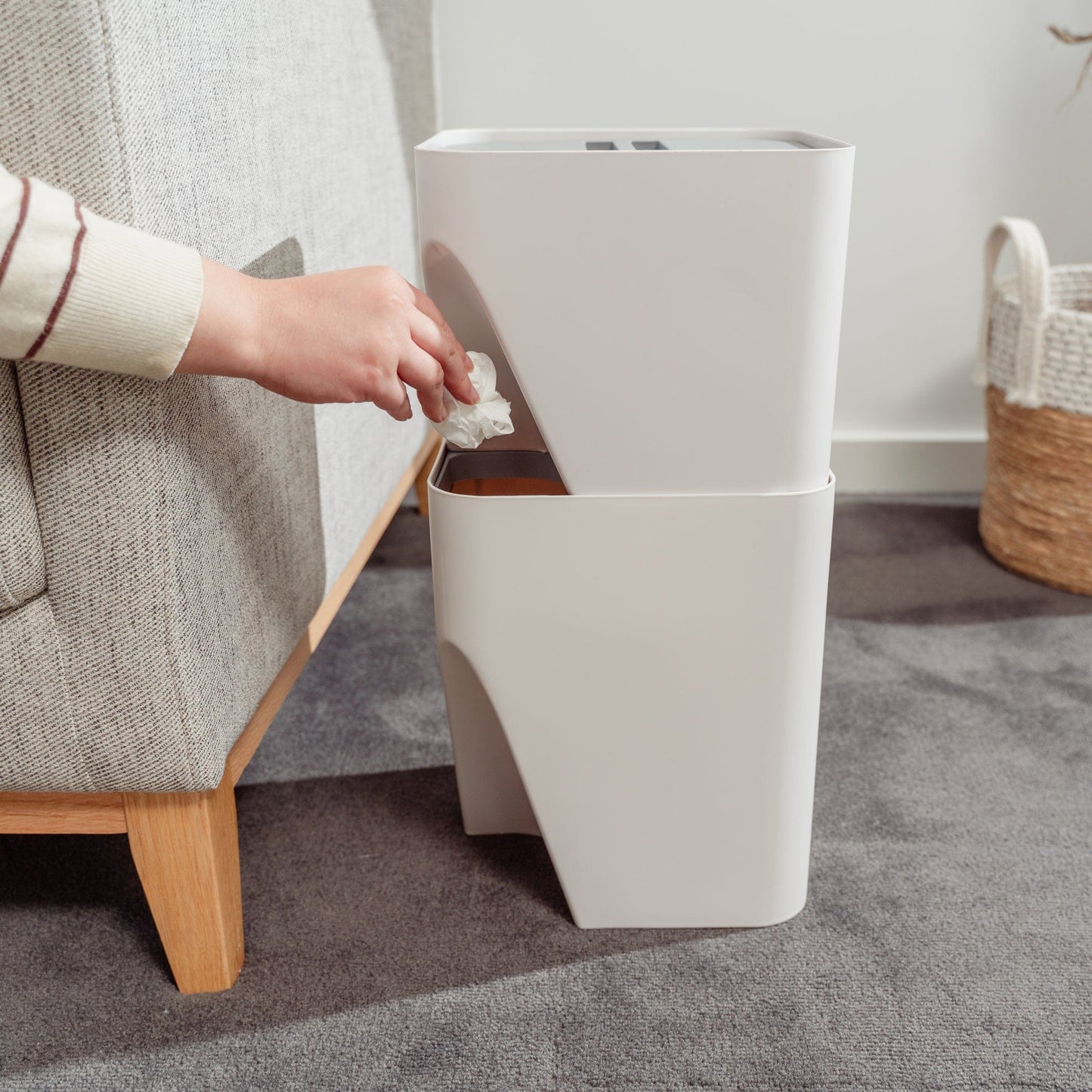 12L Stackable Plastic Kitchen Trash Bin Household Classification Storage Box