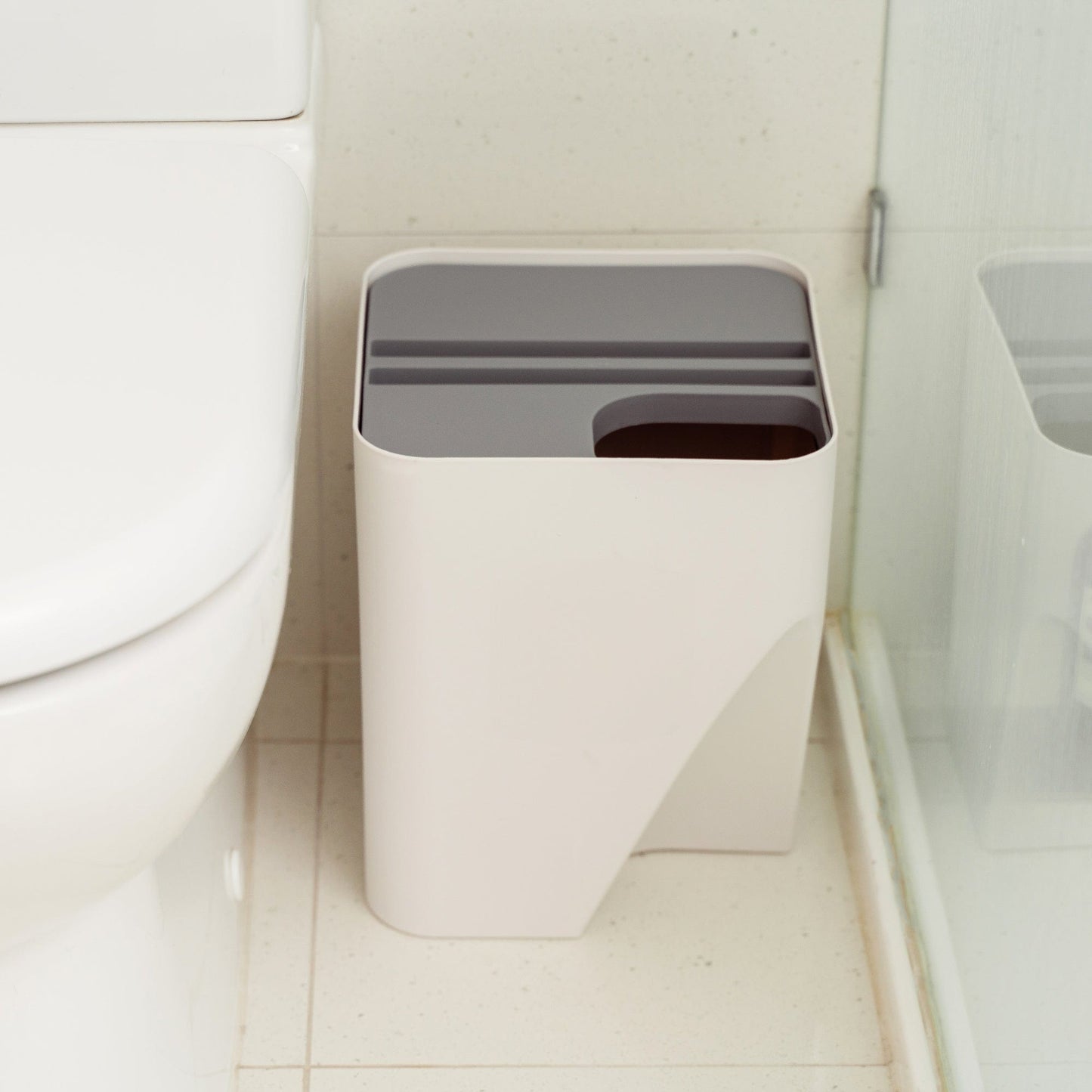2 Pcs 12L+18L Stackable Plastic Kitchen Trash Bin Household Classification Storage Box
