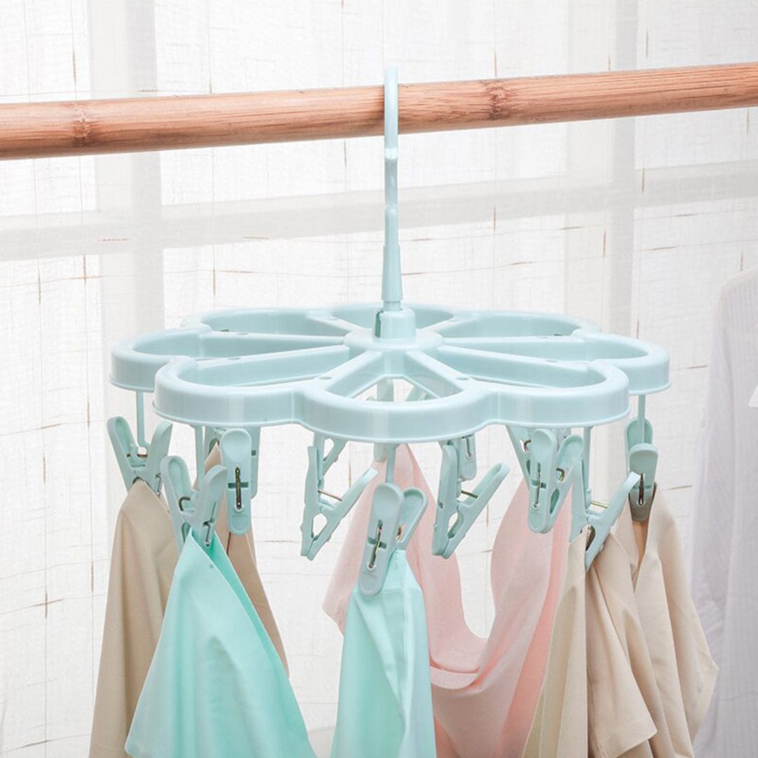 Livingtoday Collapsible 16 Pegs Airer Blue