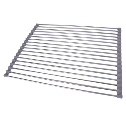 Silver Over Sink Draining Rack with Anti-Slip Grips