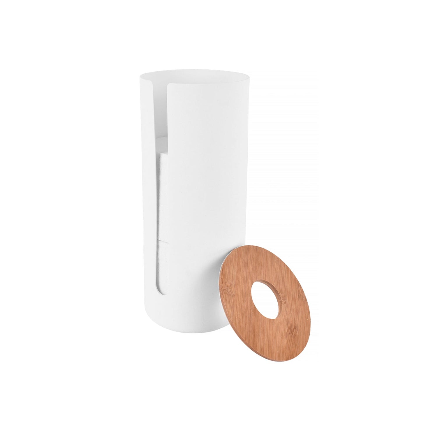 Bamboo Lid Toilet Roll Storage Holder