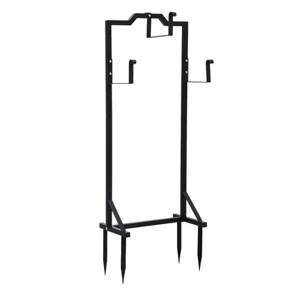 Green Fingers Garden Hose Holder Metal Portable Freestanding Hose Stand 4 Spikes Black