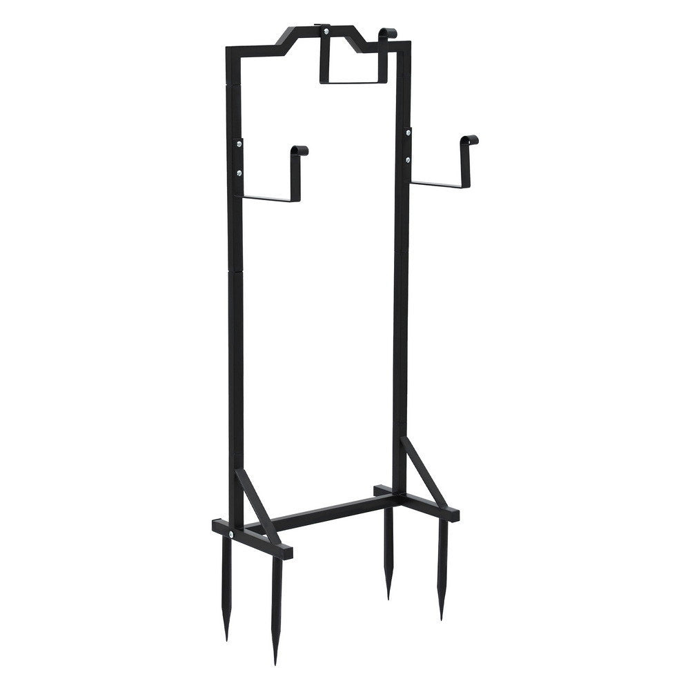 Green Fingers Garden Hose Holder Metal Portable Freestanding Hose Stand 4 Spikes Black