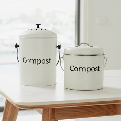 3.5L Kitchen Bench Compost Bin with 6 Replacement Activated Carbon Filters