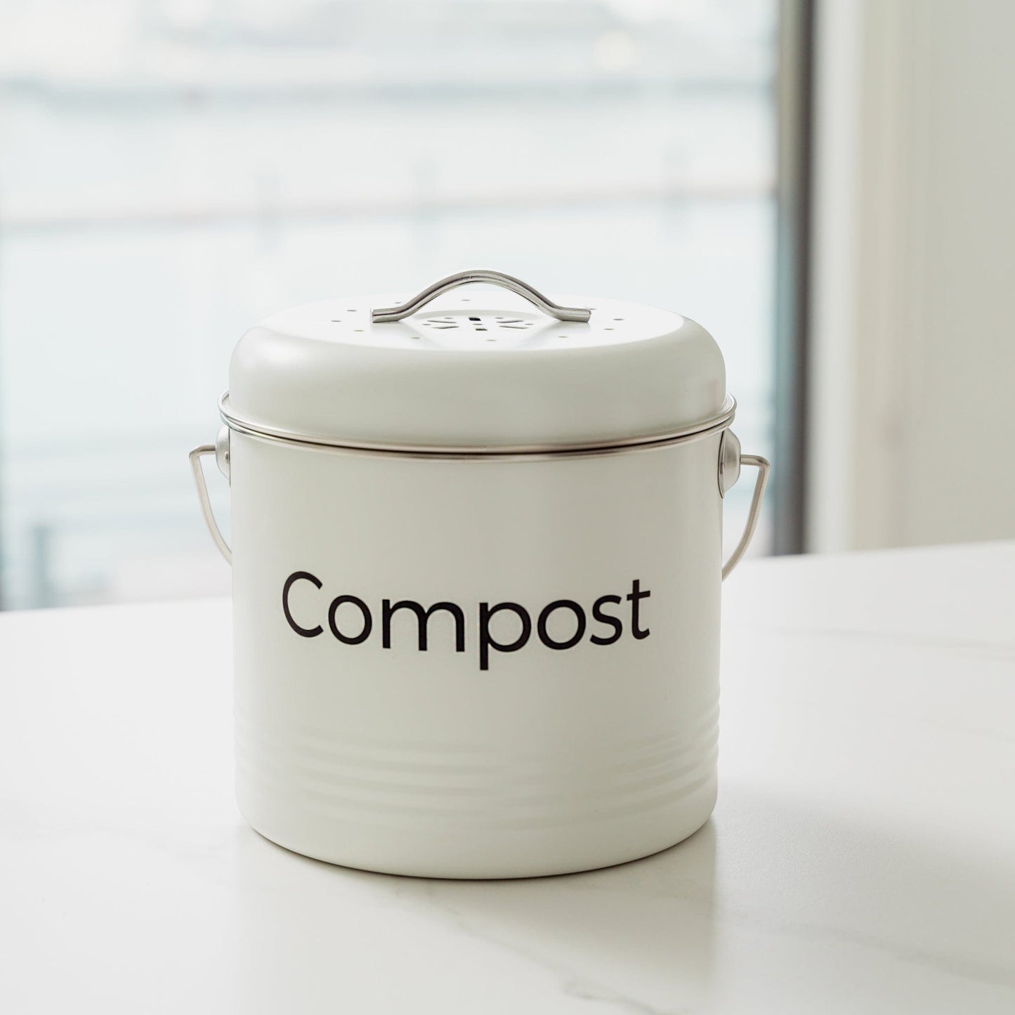 3.5L Kitchen Bench Compost Bin with 6 Replacement Activated Carbon Filters