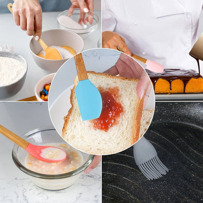 5Pcs Mini Silicone and Bamboo Utensils Set