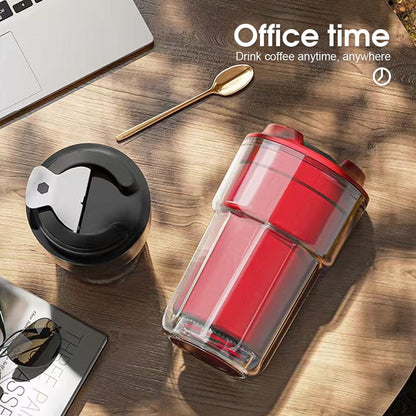 2 Pcs 460 ml Double Wall Insulated Coffee Cup – Red & Black (Leak‑Proof, Vacuum Design)