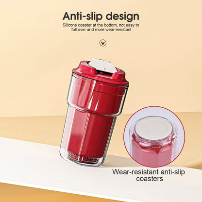 2 Pcs 460 ml Double Wall Insulated Coffee Cup – Red & Black (Leak‑Proof, Vacuum Design)