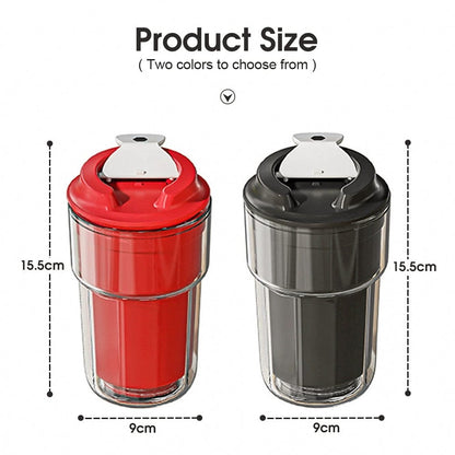2 Pcs 460 ml Double Wall Insulated Coffee Cup – Red & Black (Leak‑Proof, Vacuum Design)