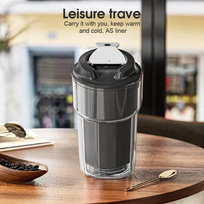 2 Pcs 460 ml Double Wall Insulated Coffee Cup – Red & Black (Leak‑Proof, Vacuum Design)