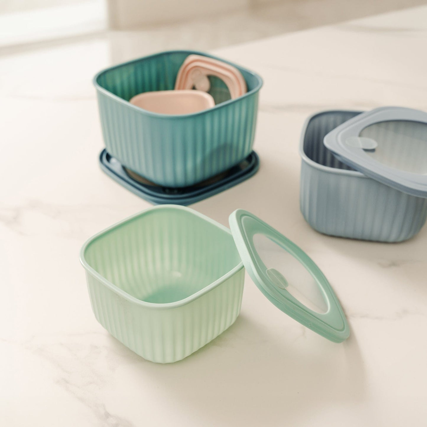 4 Pcs Cook Easy  Square Nested Food Storage Set