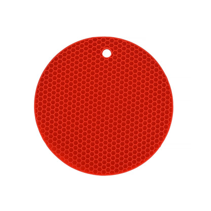 4 Pcs Round Silicone Pot Holder Insulation Mat Red