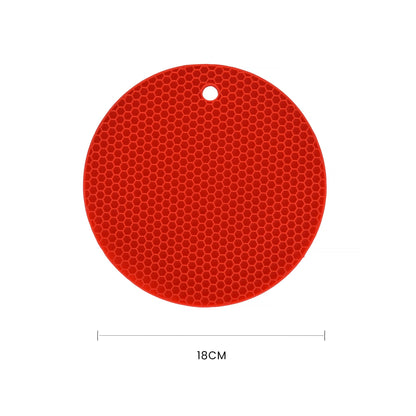 4 Pcs Round Silicone Pot Holder Insulation Mat Red