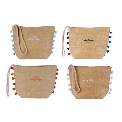 Beach Pom Pom Clucth Bag - Assorted Color