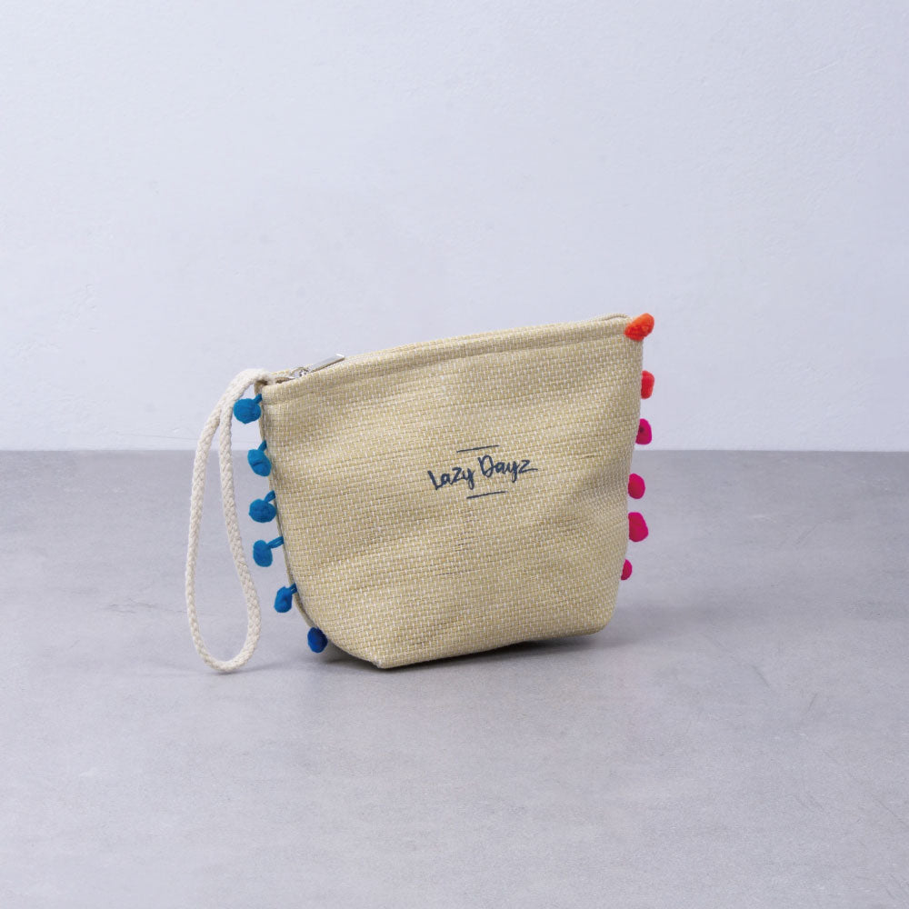 Beach Pom Pom Clucth Bag - Assorted Color
