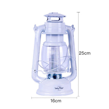 12 LED Solid Metal Camping Hurricane Lantern - White
