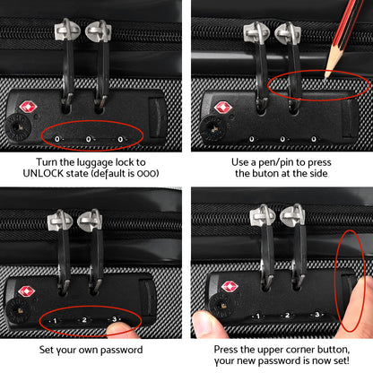 Wanderlite 20 Inch Luggage with Zipper Lock Carry On Hard Shell Travel Suitcase Luggage Case Black