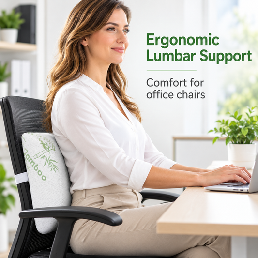 Bamboo Memory Foam Lumbar Support Cushion with Adjustable Strap — 1