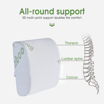 2 Pcs Bamboo Memory Foam Lumbar Support Cushion – Ergonomic Back Support Pillow (32 × 31.5 × 10 cm)