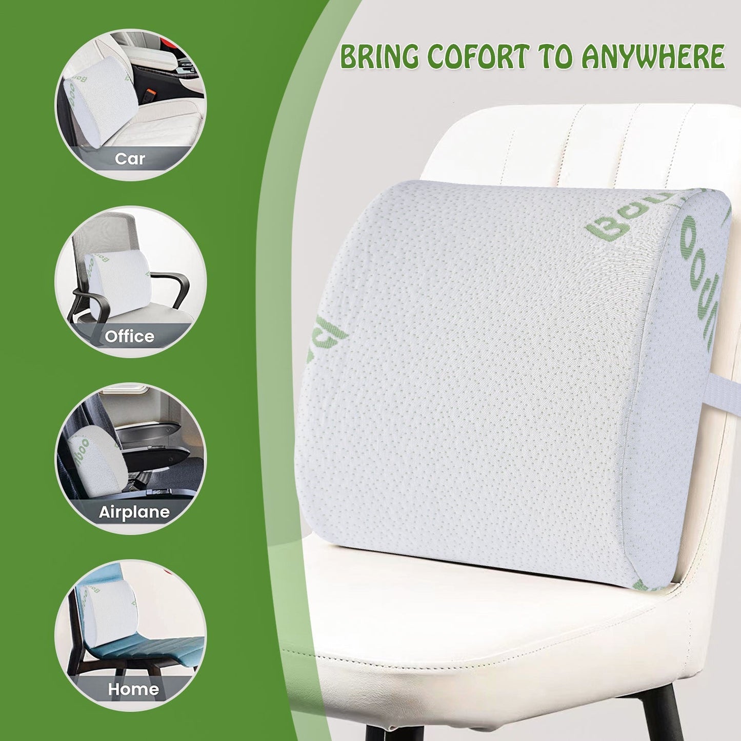 Memory Foam Lumbar Back Support Cushion Seat Set