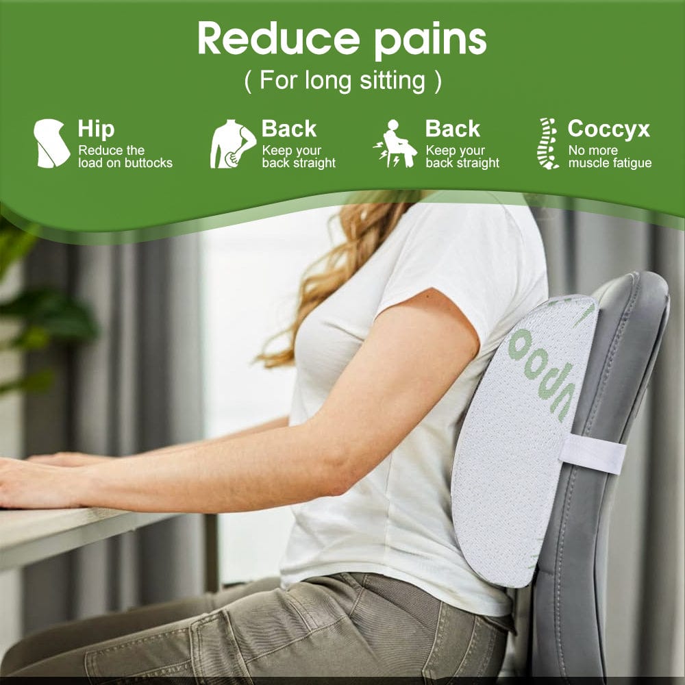 2 Pcs Bamboo Memory Foam Lumbar Support Cushion – Ergonomic Back Support Pillow (32 × 31.5 × 10 cm)