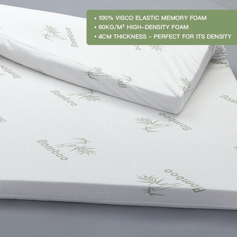 4cm Memory Foam Mattress Protector with Bamboo Cover - Single