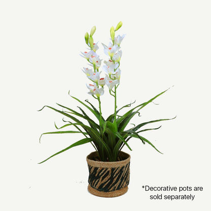 100cm Faux Artificial Home Decor Potted  Cymbidium-Red/White