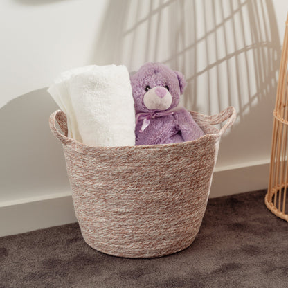 2 Pcs Cotton Rope String Carry Handles Storage Baskets Set