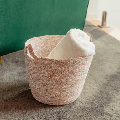 2 Pcs Cotton Rope String Carry Handles Storage Baskets Set