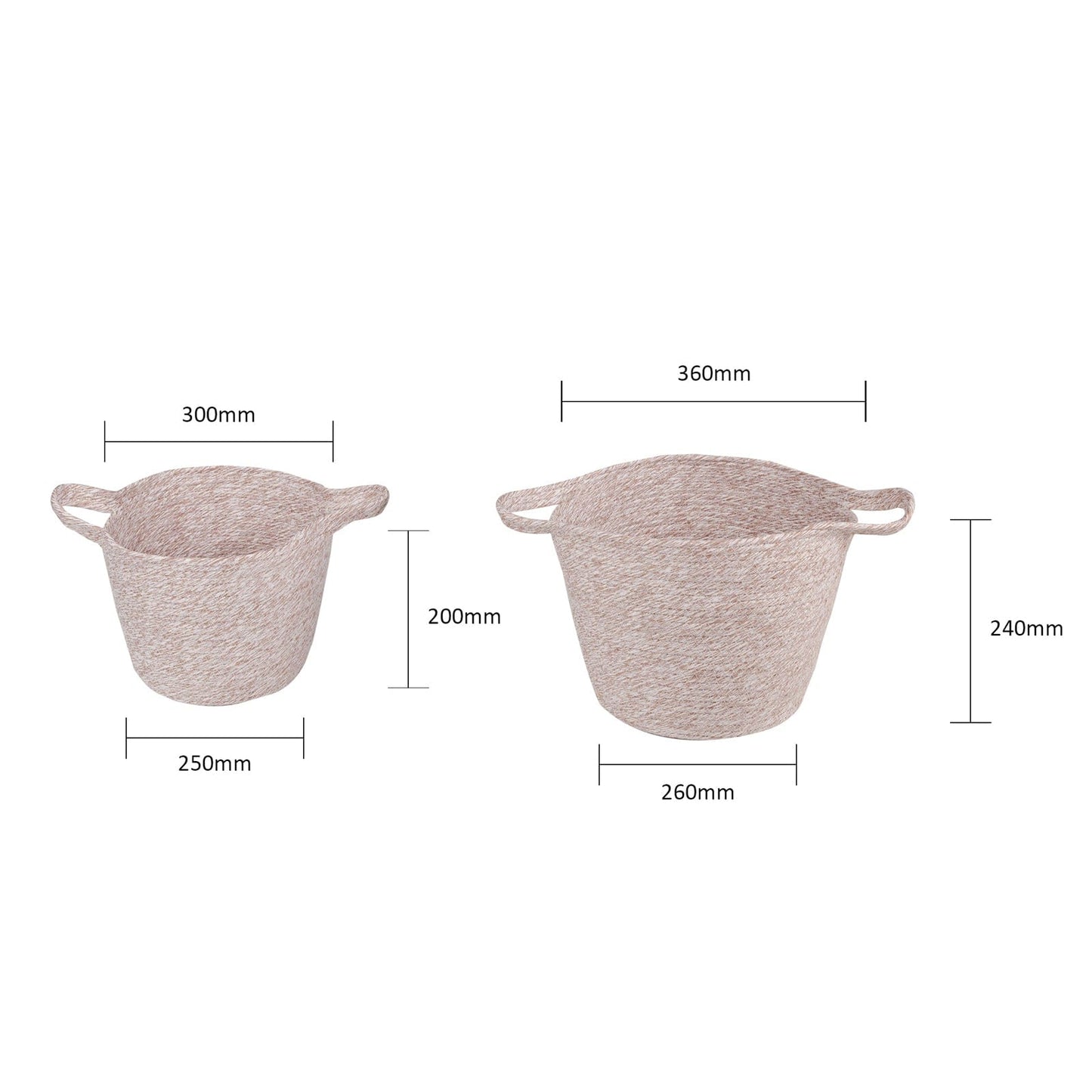 2 Pcs Cotton Rope String Carry Handles Storage Baskets Set