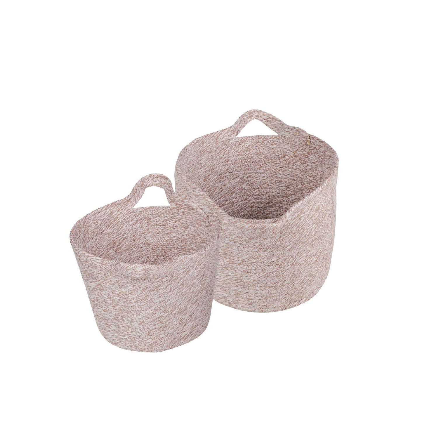 2 Pcs Cotton Rope String Carry Handles Storage Baskets Set