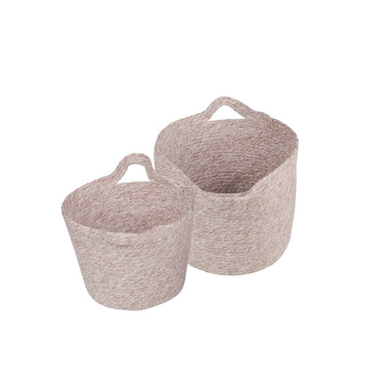 2 Pcs Cotton Rope String Carry Handles Storage Baskets Set