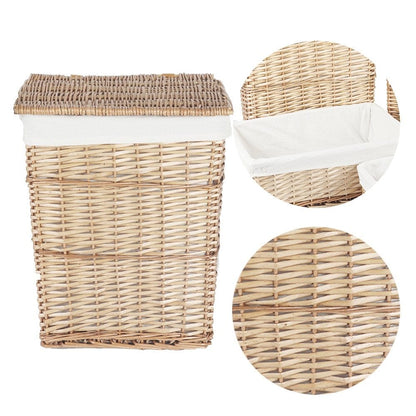 6 Pcs Wicker Storage Baskets With Liner Set