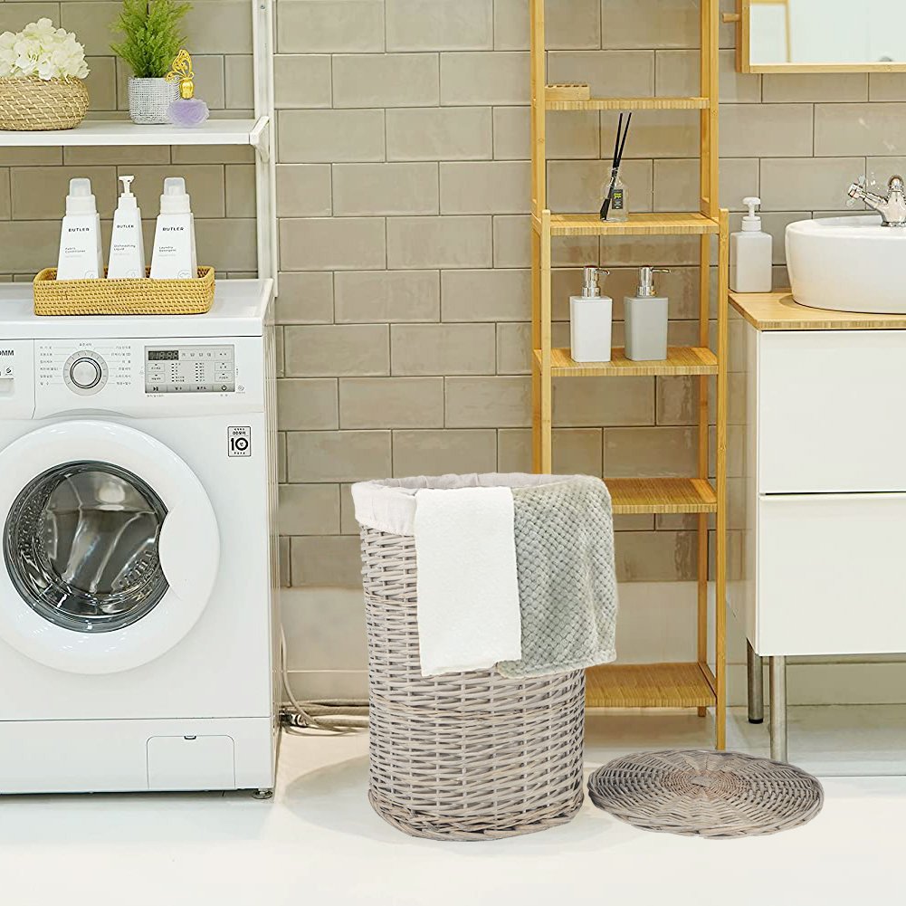 4 Pcs Wicker  Storage Baskets With Liner Set