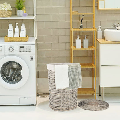 4 Pcs Wicker  Storage Baskets With Liner Set