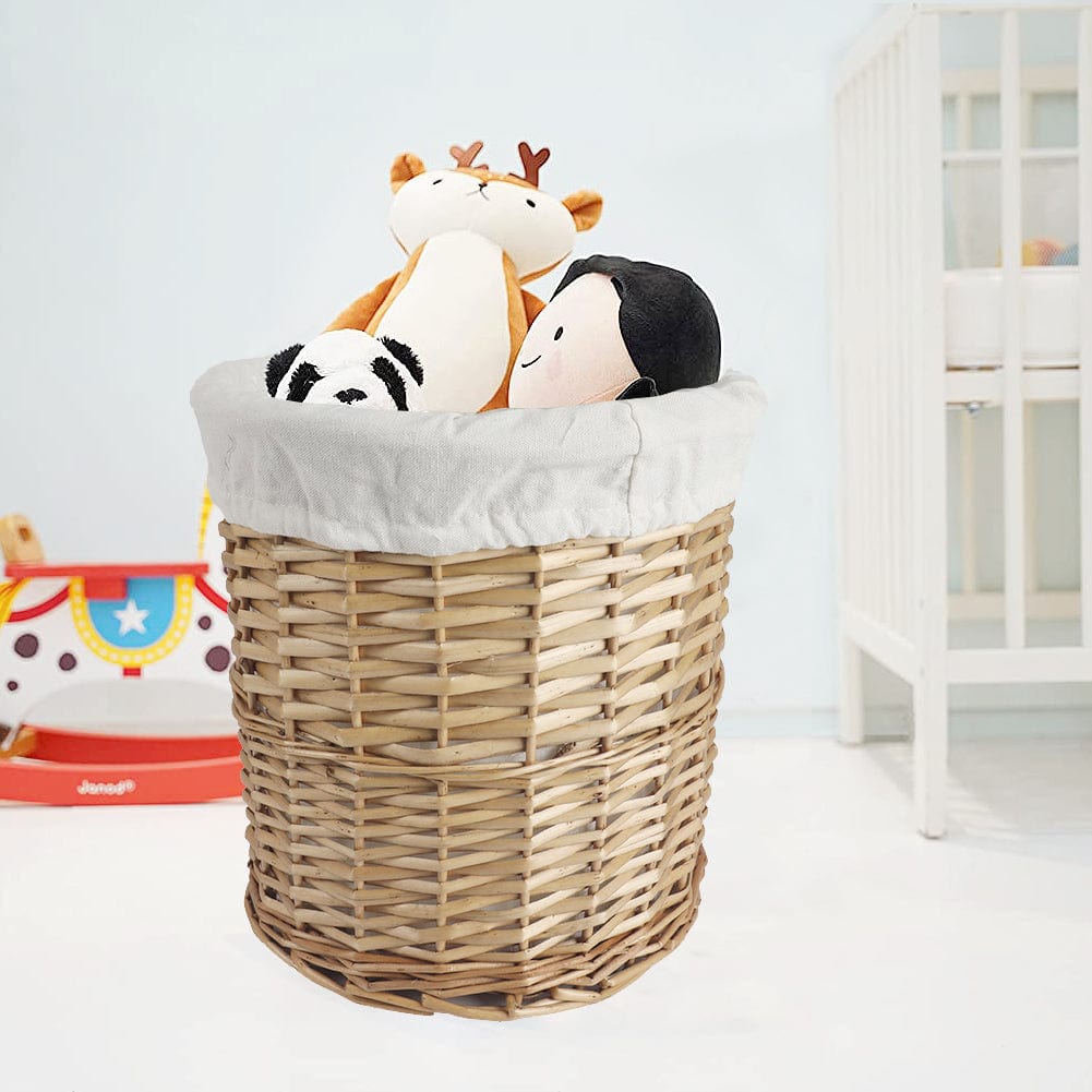 5 Pcs Wicker Storage Baskets With Liner Set